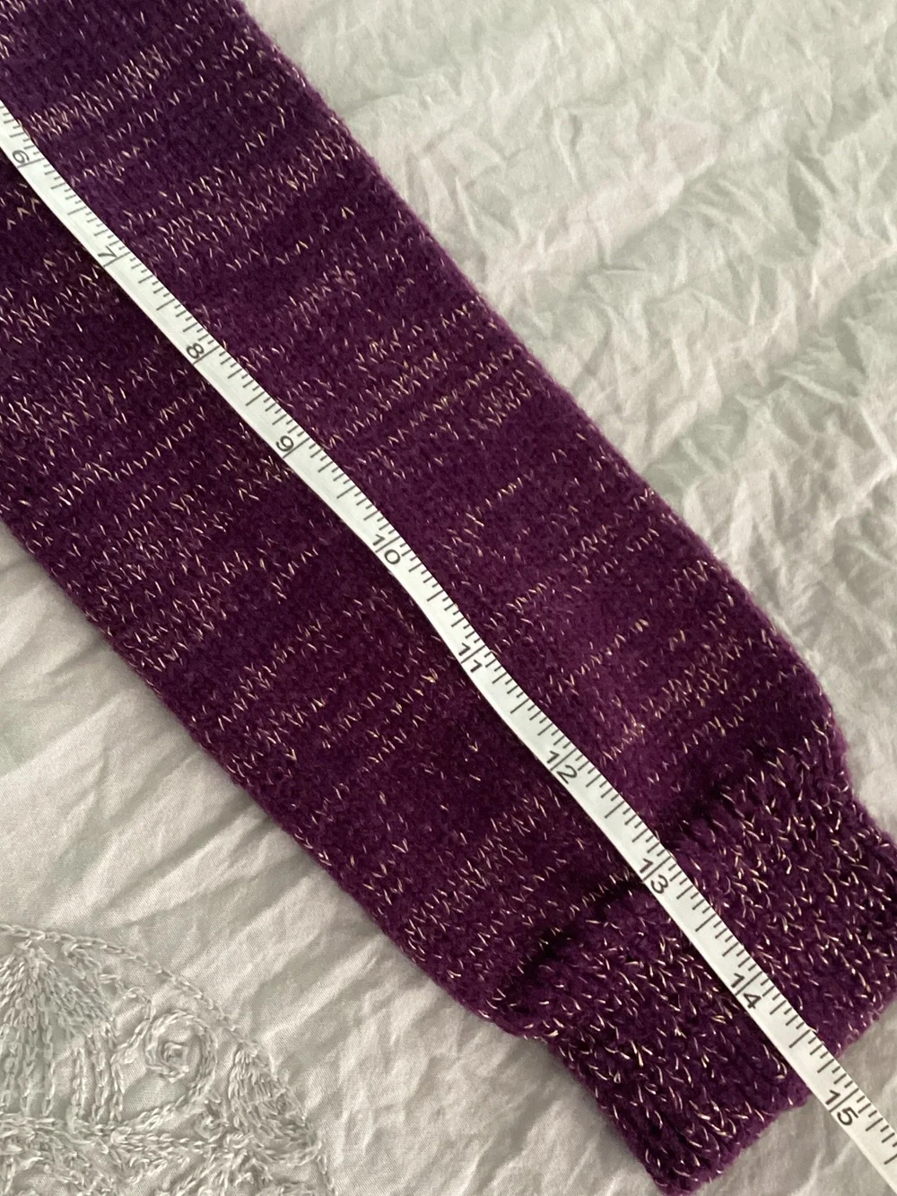 Little Girl Purple Owl Knit Leg Warmers with Metallic Thread 🟣